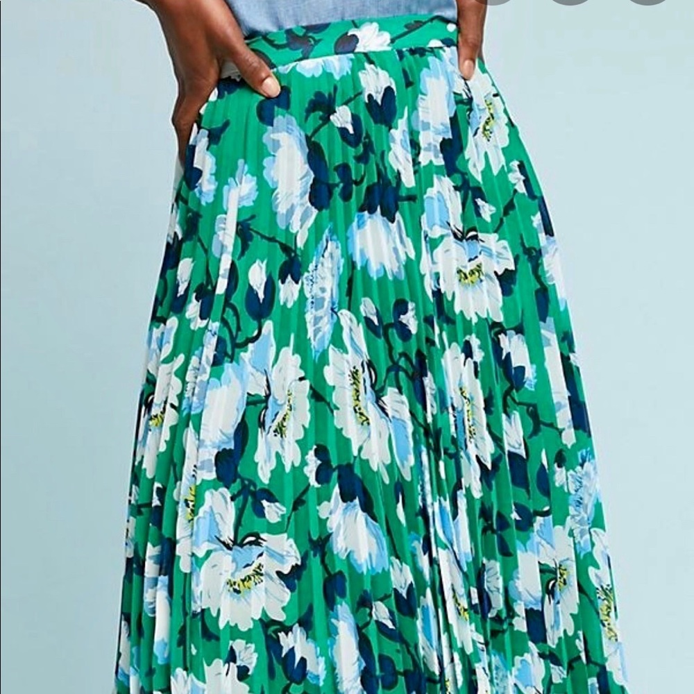 Anthropologie Maeve Floral Pleaded Skirt